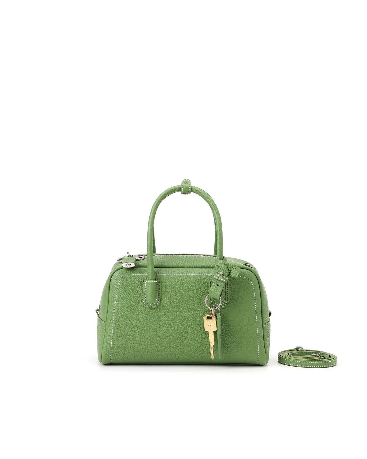Beersister Pebbled Top-Grain Leather Boston Bag with Matte Finish