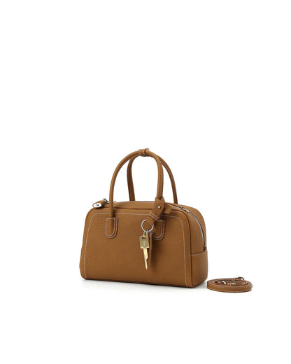 Beersister Pebbled Top-Grain Leather Boston Bag with Matte Finish