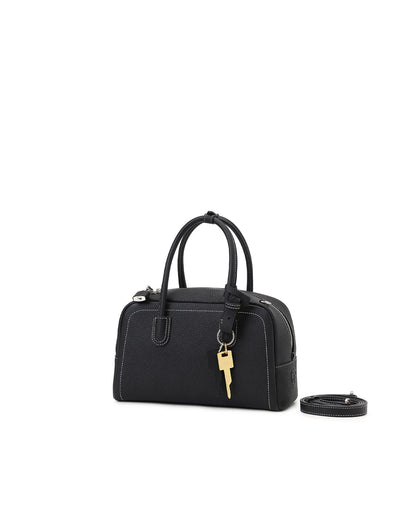 Beersister Pebbled Top-Grain Leather Boston Bag with Matte Finish