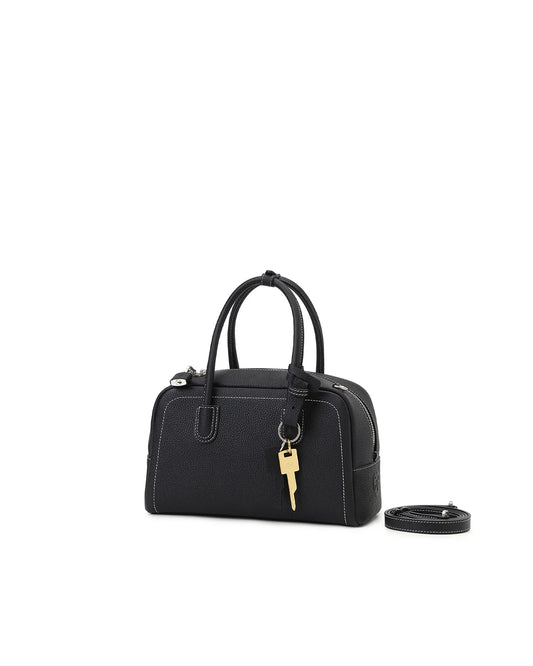 Beersister Pebbled Top-Grain Leather Boston Bag with Matte Finish