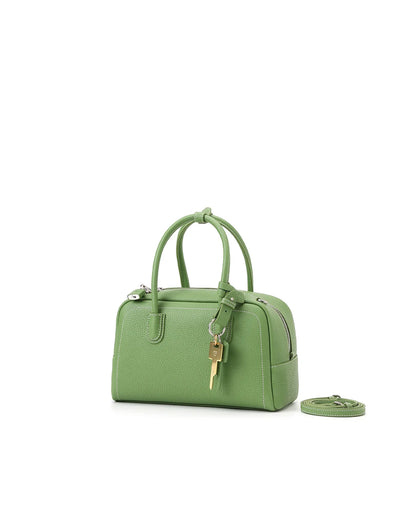 Beersister Pebbled Top-Grain Leather Boston Bag with Matte Finish