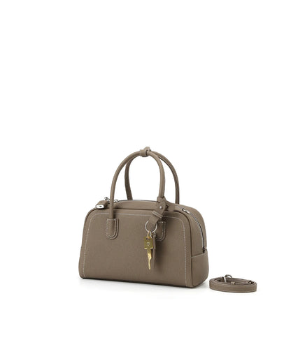 Beersister Pebbled Top-Grain Leather Boston Bag with Matte Finish