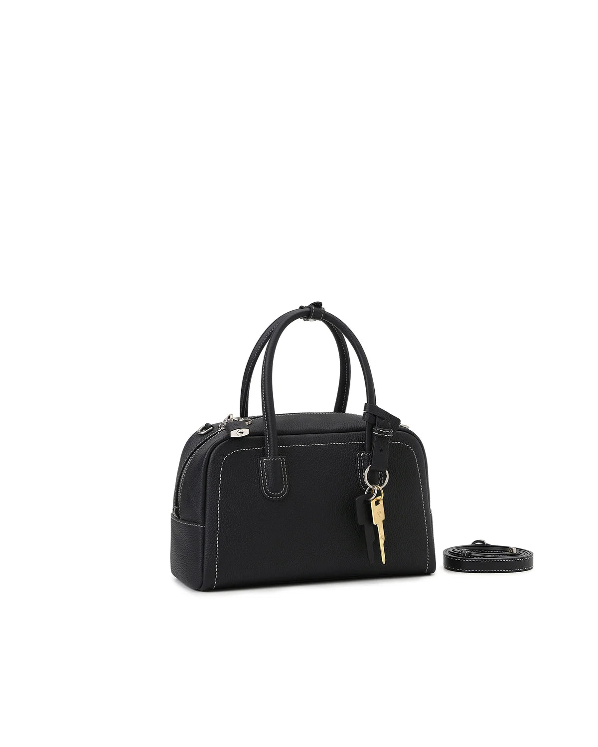 Beersister Pebbled Top-Grain Leather Boston Bag with Matte Finish