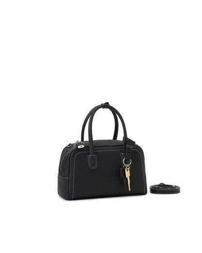 Beersister Pebbled Top-Grain Leather Boston Bag with Matte Finish