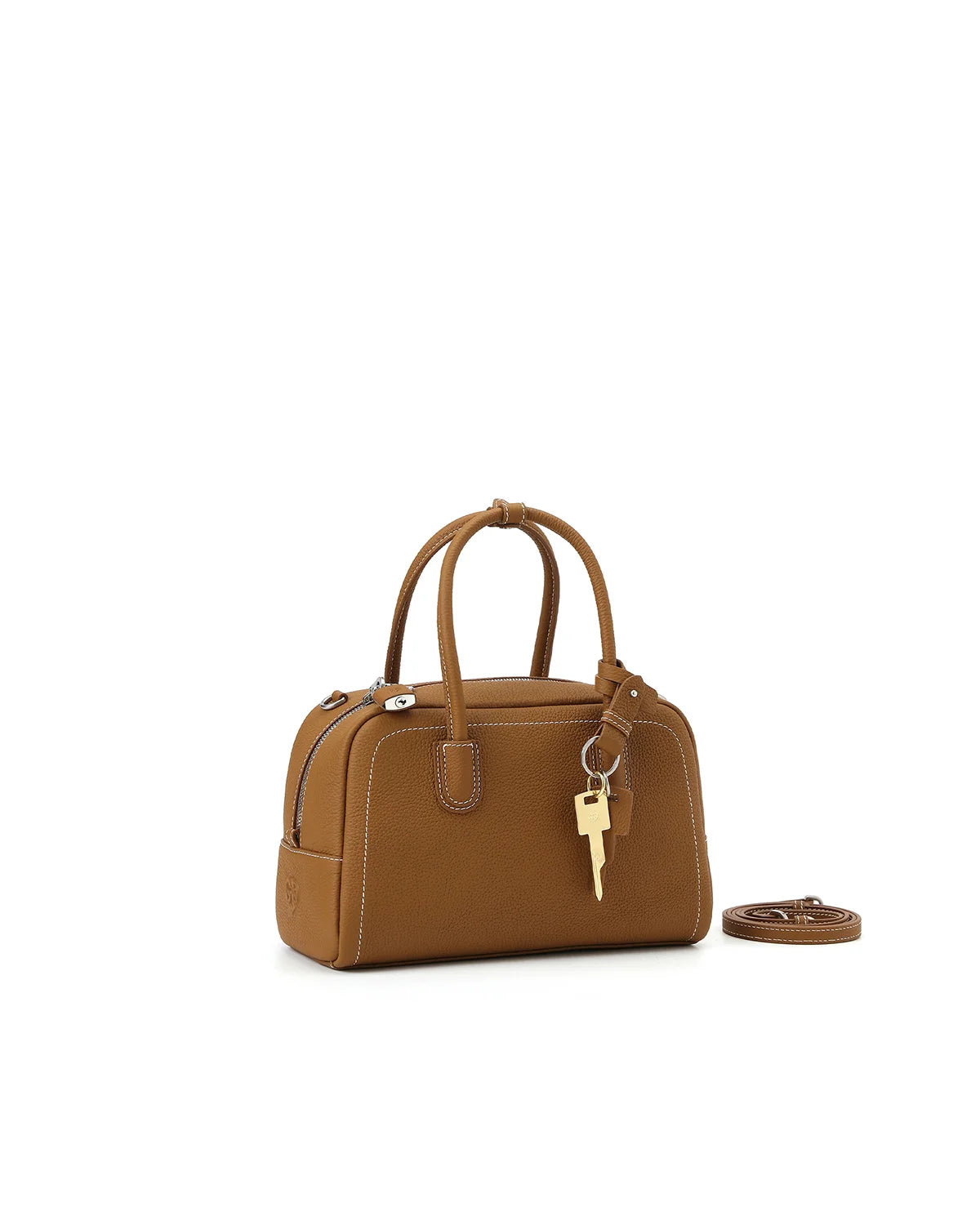 Beersister Pebbled Top-Grain Leather Boston Bag with Matte Finish