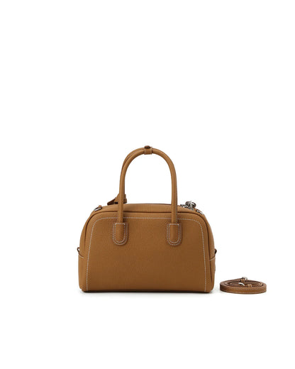 Beersister Pebbled Top-Grain Leather Boston Bag with Matte Finish