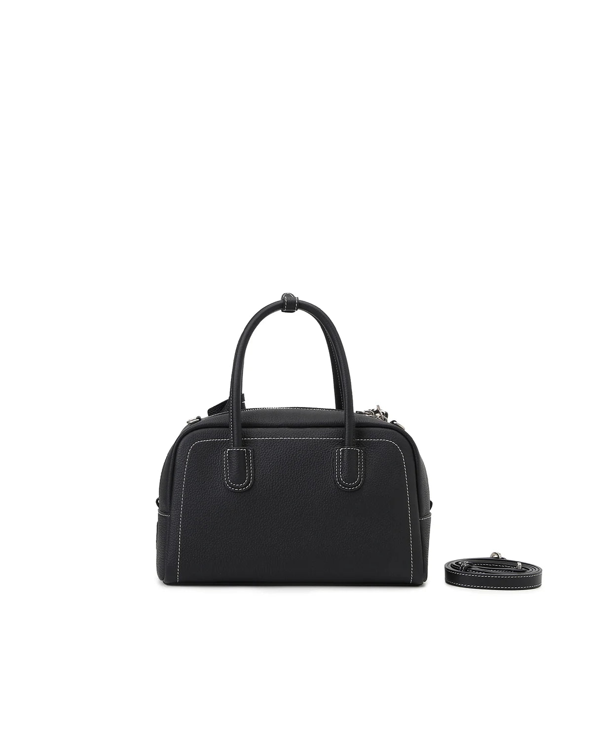 Beersister Pebbled Top-Grain Leather Boston Bag with Matte Finish