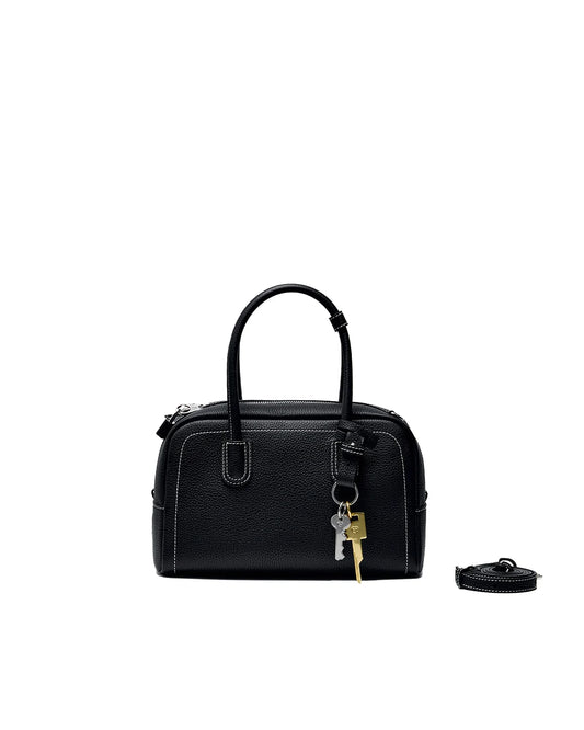 Beersister Pebbled Full-Grain Leather Boston Bag with Matte Finish