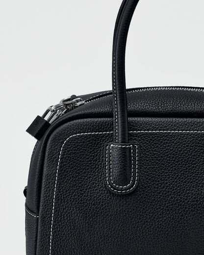 Beersister Pebbled Top-Grain Leather Boston Bag with Matte Finish