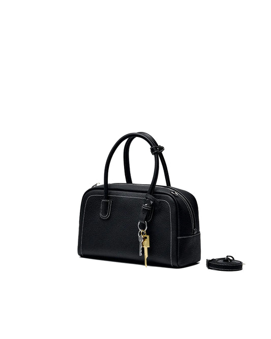 Beersister Pebbled Full-Grain Leather Boston Bag with Matte Finish