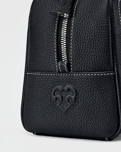 Beersister Pebbled Top-Grain Leather Boston Bag with Matte Finish