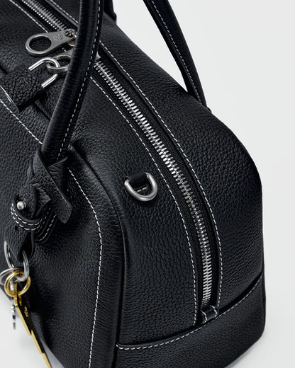 Beersister Pebbled Top-Grain Leather Boston Bag with Matte Finish