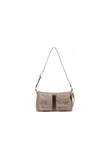 Beersister Suede Leather Bow Underarm Bag