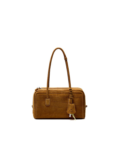 Beersister Suede Crocodile-Embossed Cowhide Briefcase