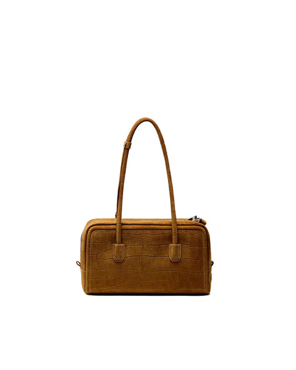 Beersister Suede Crocodile-Embossed Cowhide Briefcase