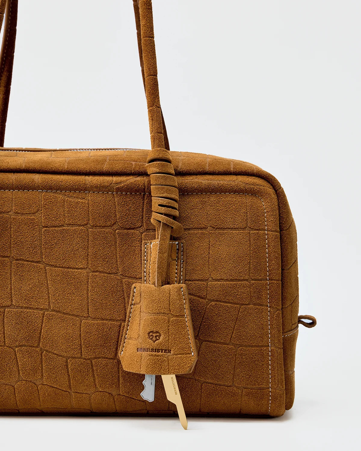 Beersister Suede Crocodile-Embossed Cowhide Briefcase