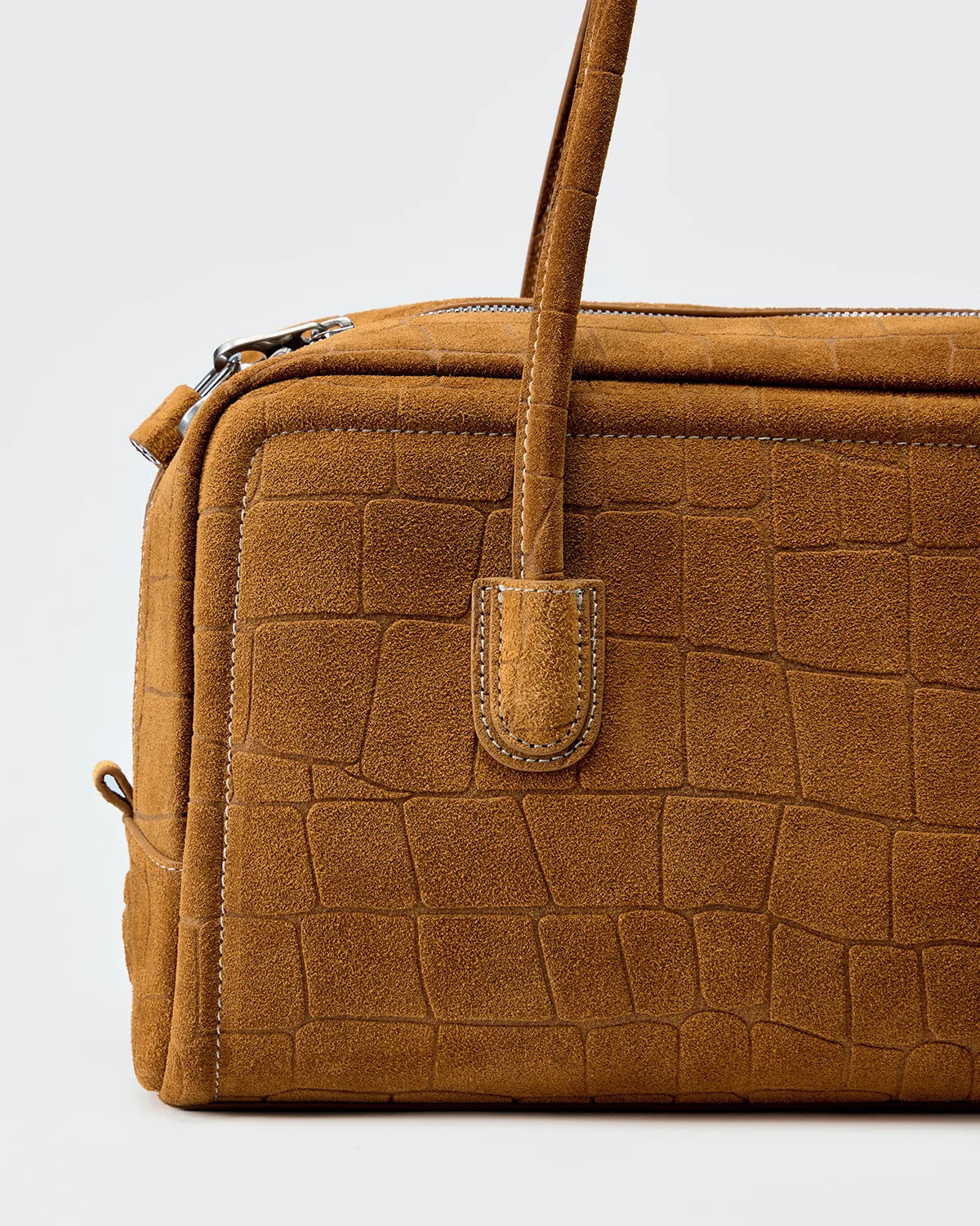 Beersister Suede Crocodile-Embossed Cowhide Briefcase