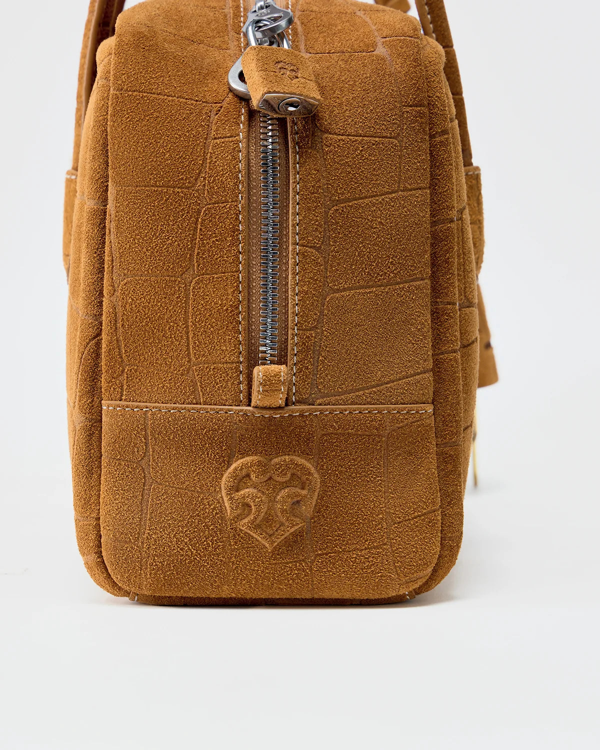 Beersister Suede Crocodile-Embossed Cowhide Briefcase