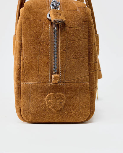 Beersister Suede Crocodile-Embossed Cowhide Briefcase