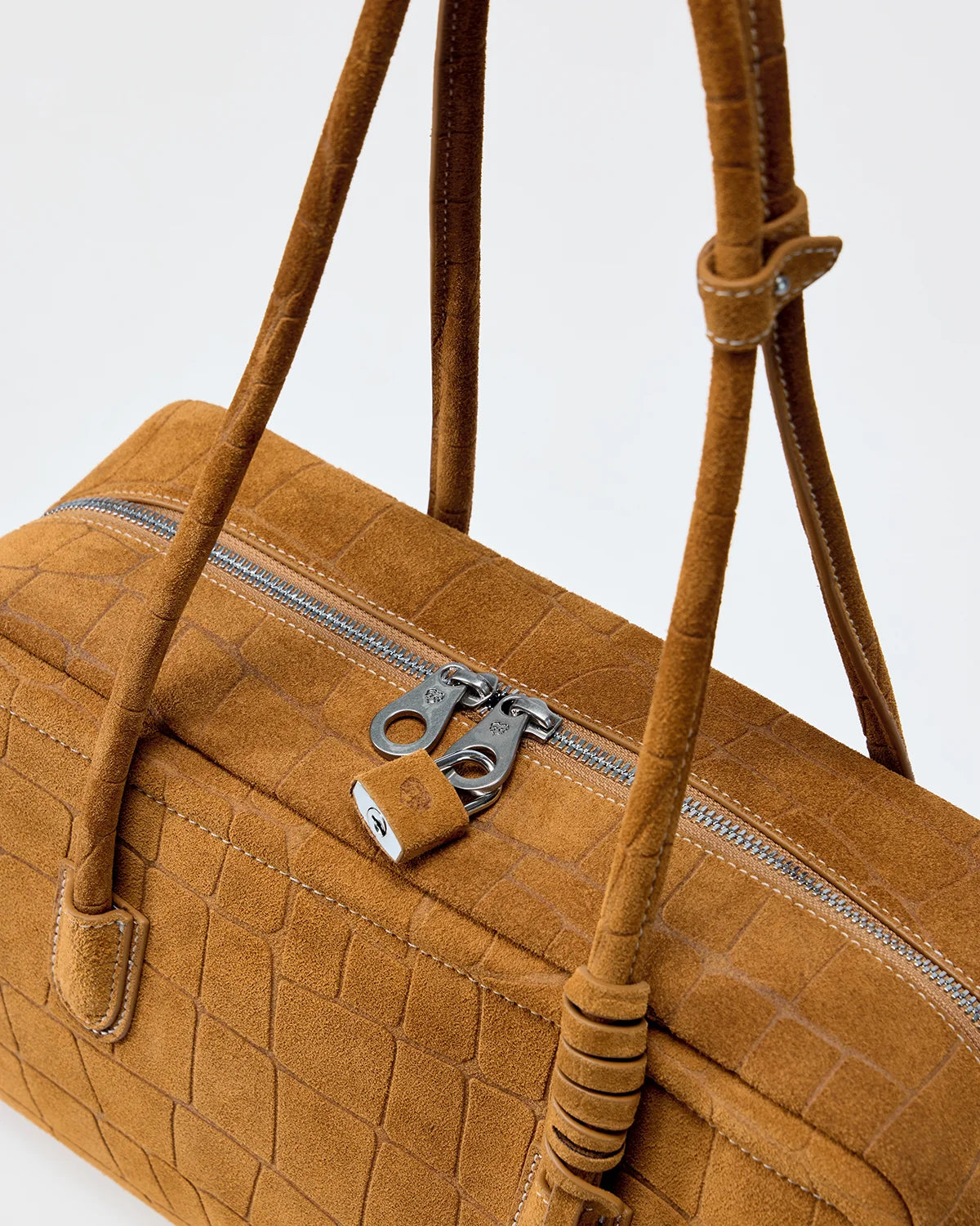 Beersister Suede Crocodile-Embossed Cowhide Briefcase