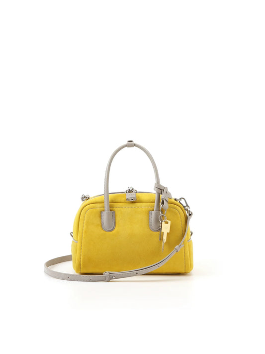 Beersister Sheepskin Suede Two-Tone Boston Bag Yellow