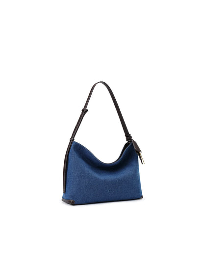 Beersister Denim Hobo Bag with Leather Strap