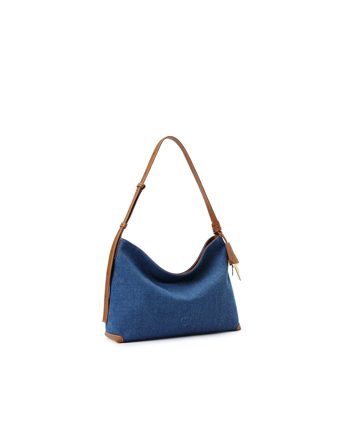 Beersister Denim Hobo Bag with Leather Strap