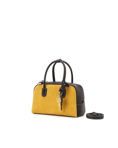 Beersister Cowhide Patchwork Boston Bag