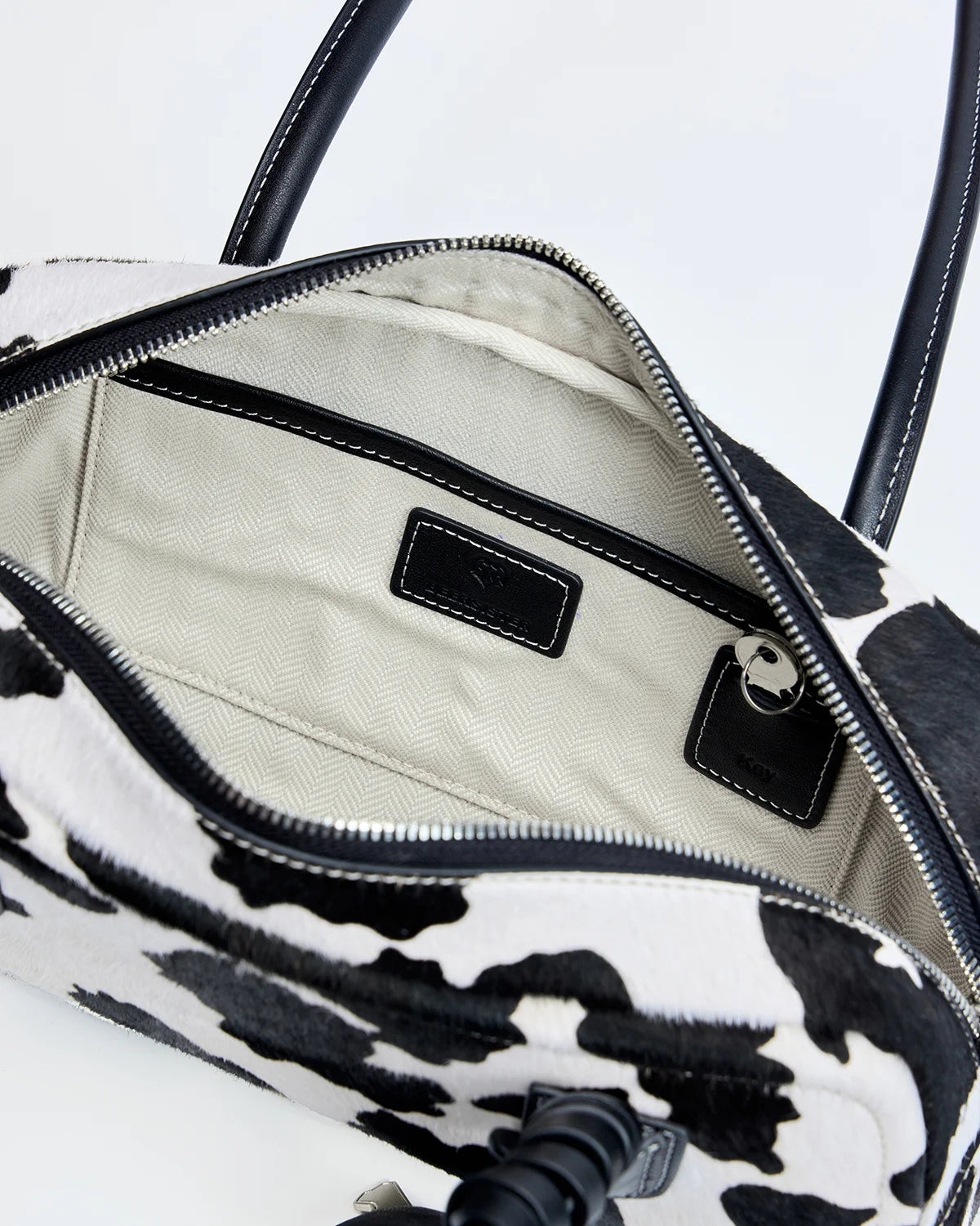 Beersister Cow Print Horsehair-Calfskin Rectangle Bag