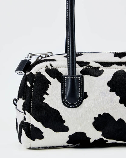 Beersister Cow Print Horsehair-Calfskin Rectangle Bag