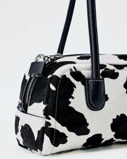 Beersister Cow Print Horsehair-Calfskin Rectangle Bag