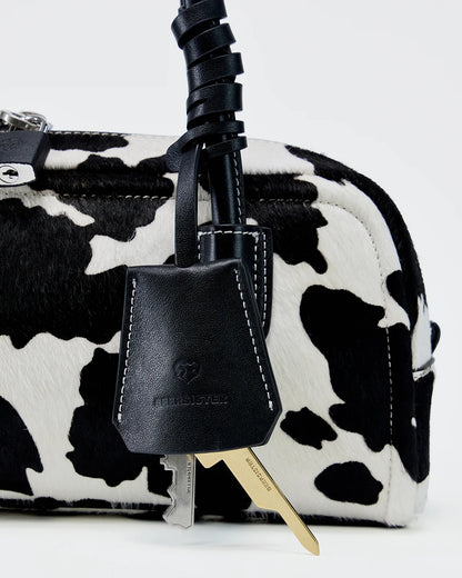 Beersister Cow Print Horsehair-Calfskin Rectangle Bag