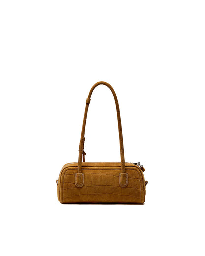 Beersister Suede Crocodile-Embossed Cowhide Rectangle Boston