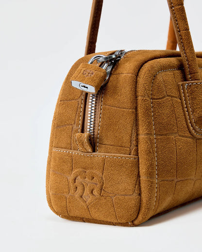 Beersister Suede Crocodile-Embossed Cowhide Rectangle Boston