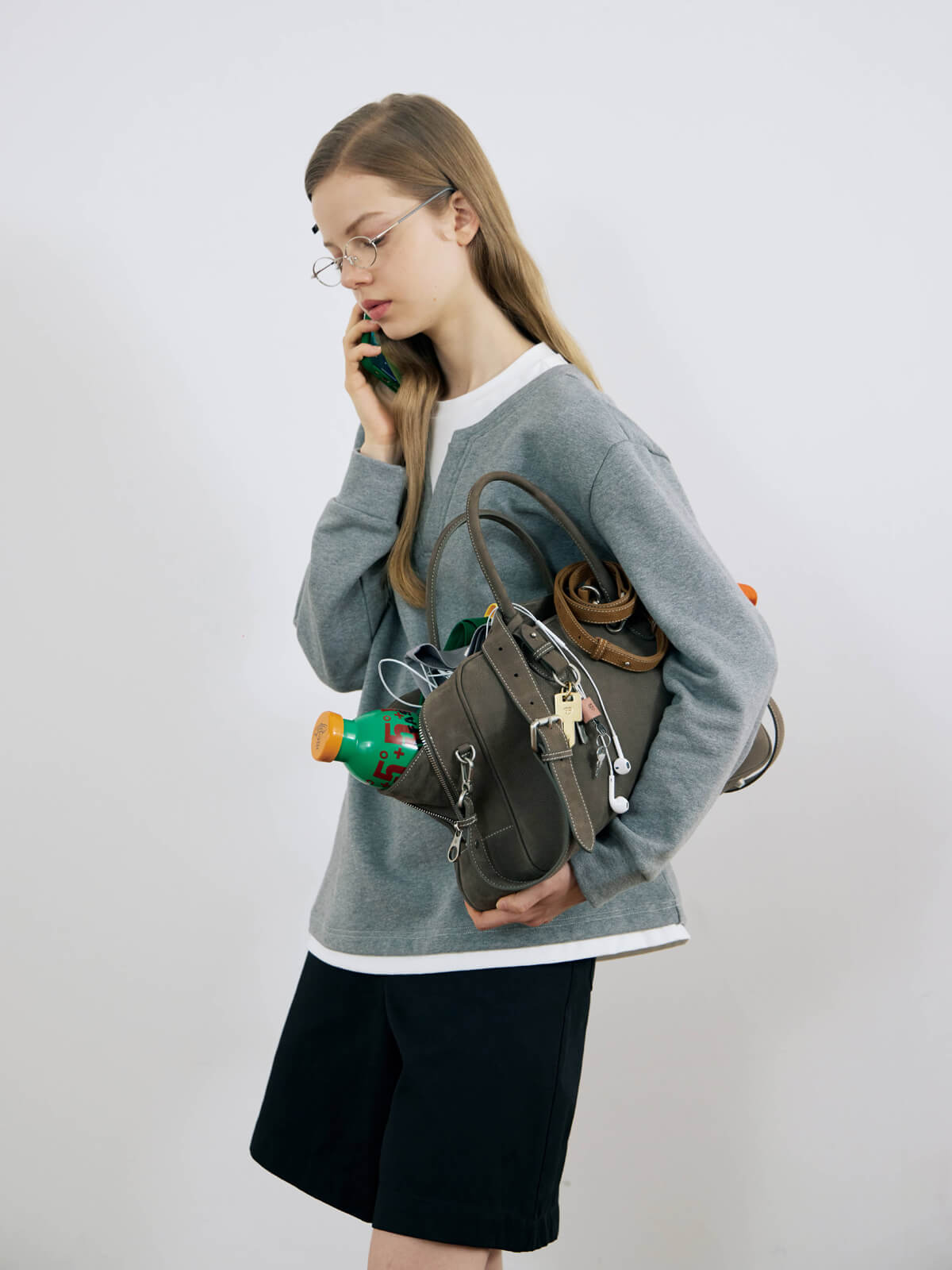 Beersister Bowling  Leather Bag Large grey